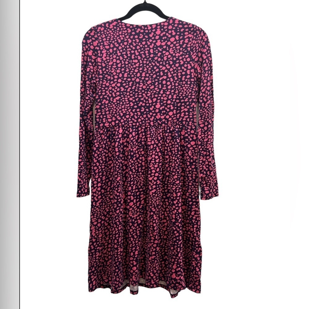 Joules Annalise Leopard Pink and Blue Henley Long Sleeve Dress Size 0 - Picture 3 of 12